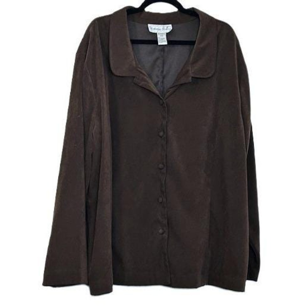 Vintage Victoria Holley Brown Shacket Womens 30 Plus Size Jacket Office 80s‎